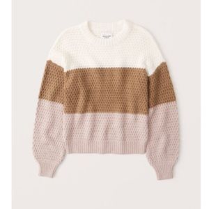 Abercrombie Waffle Puff Sleeve Crew Sweater